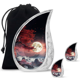 Moonlit Sakura - Moon Urn Large Teardrop, Heart Urn For Ashes