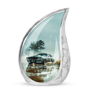 Classic Muscle In The Rain - Car Urn Teardrop, Heart Cremation Urn