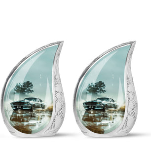 Classic Muscle In The Rain - Car Urn Teardrop, Heart Cremation Urn