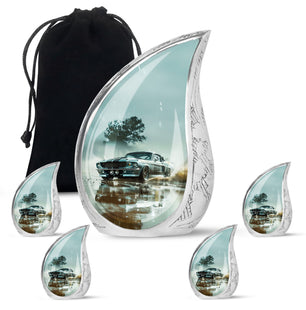 Classic Muscle In The Rain - Car Urn Teardrop, Heart Cremation Urn