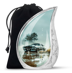 Classic Muscle In The Rain - Car Urn Teardrop, Heart Cremation Urn