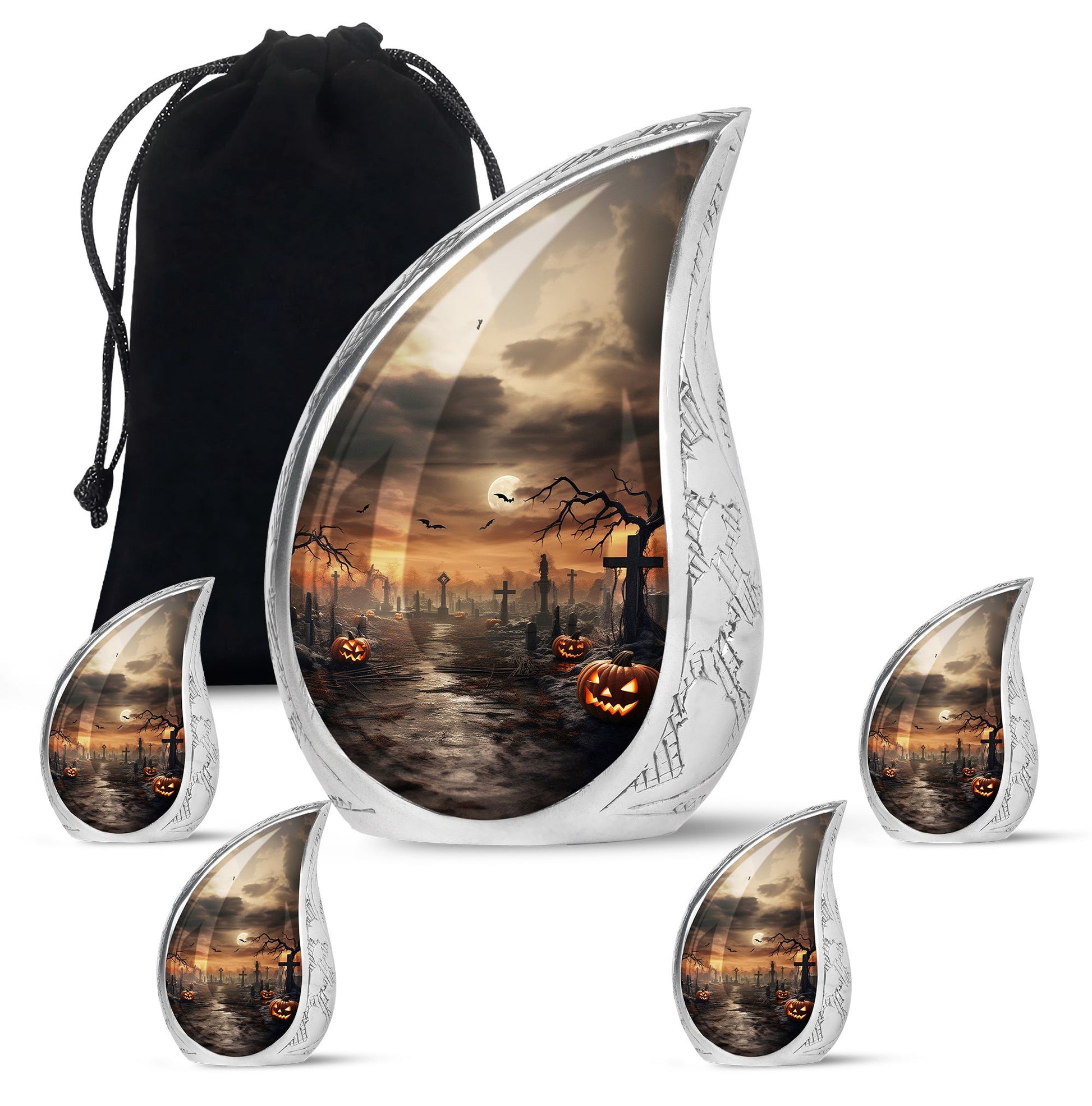Teardrop Shaped  Large Urn With 4 Keepsake