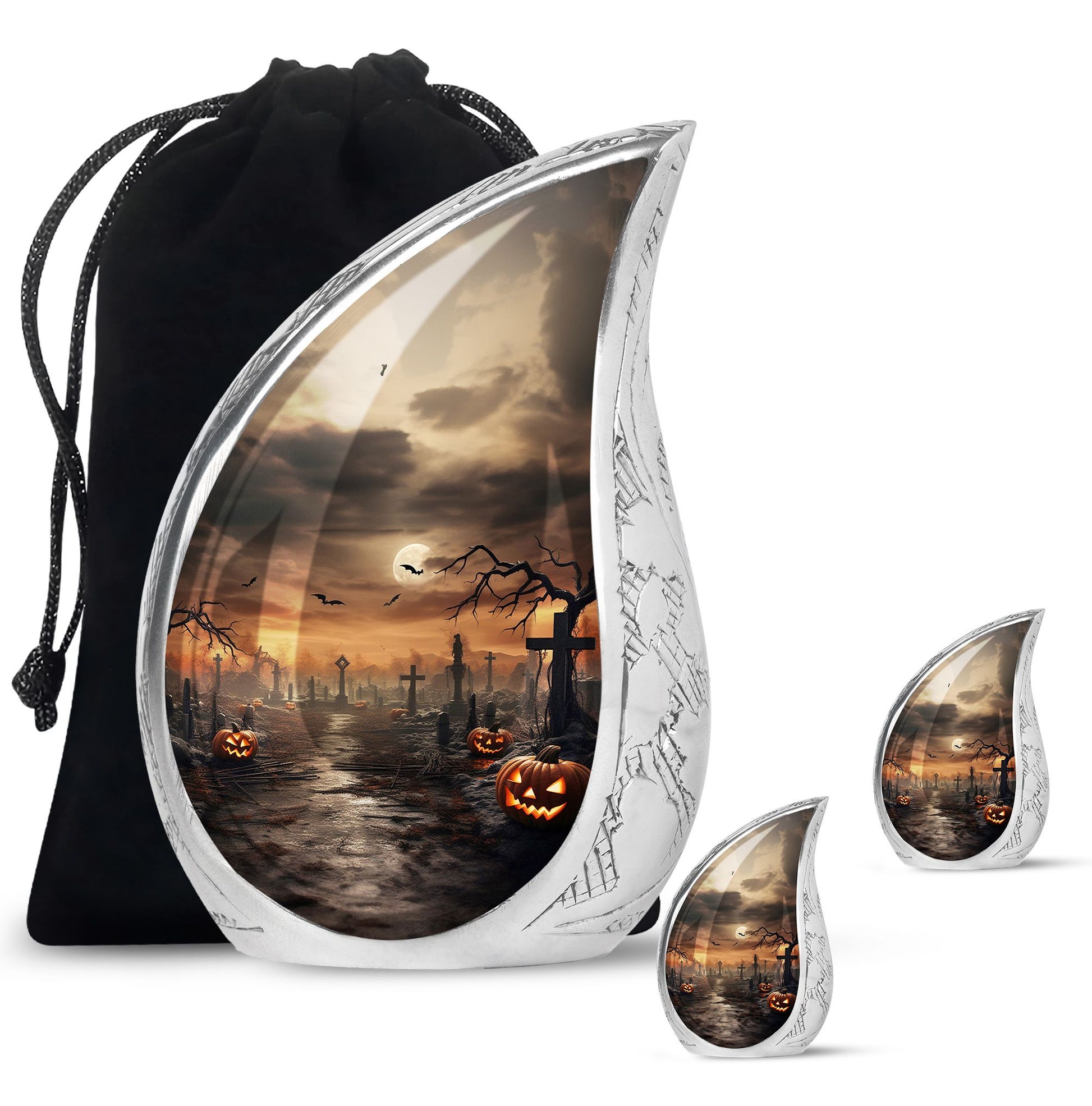 Teardrop Shaped  Large Urn With 2 Keepsake