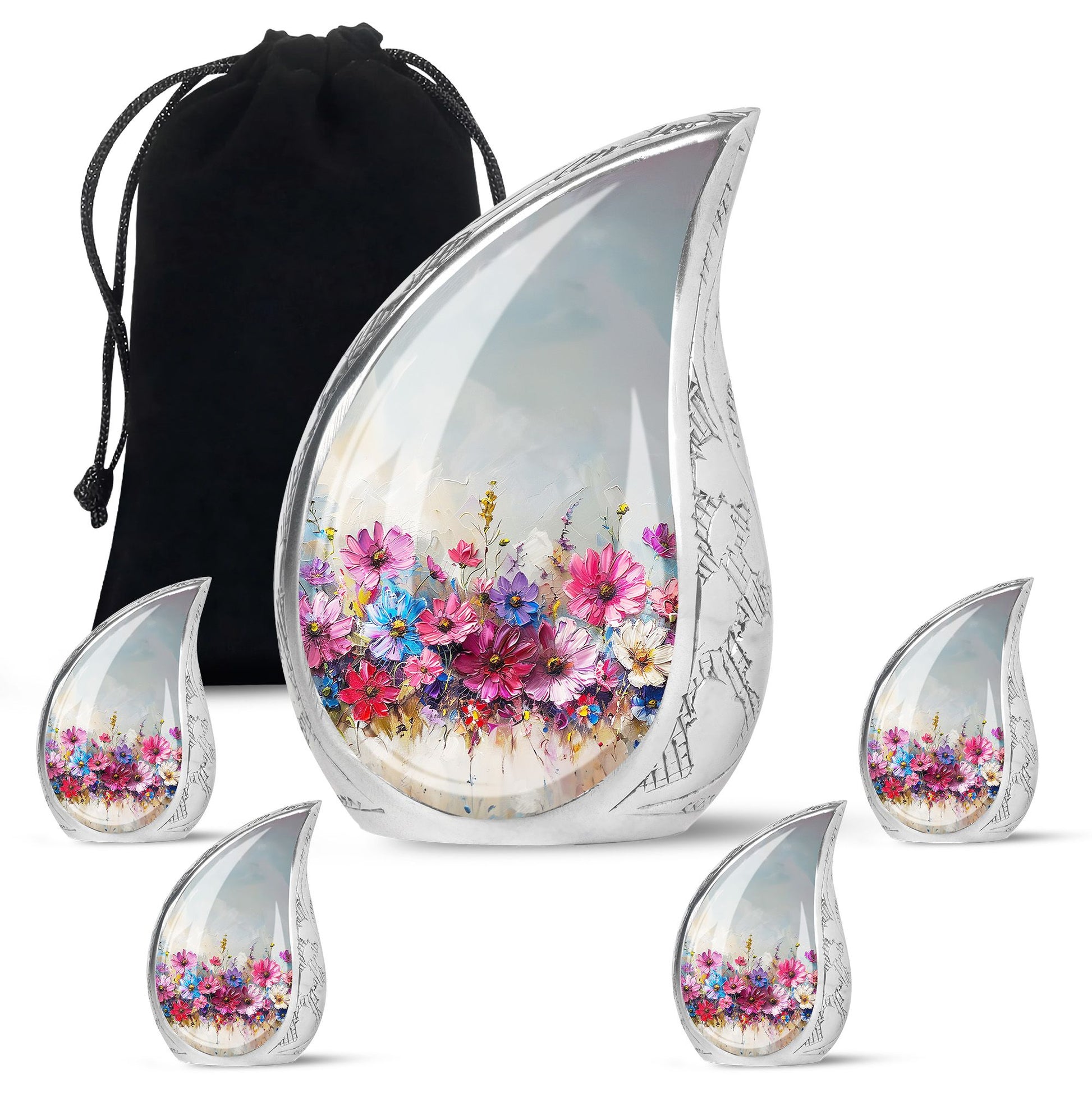 Teardrop Shaped  Large Urn With 4 Keepsake
