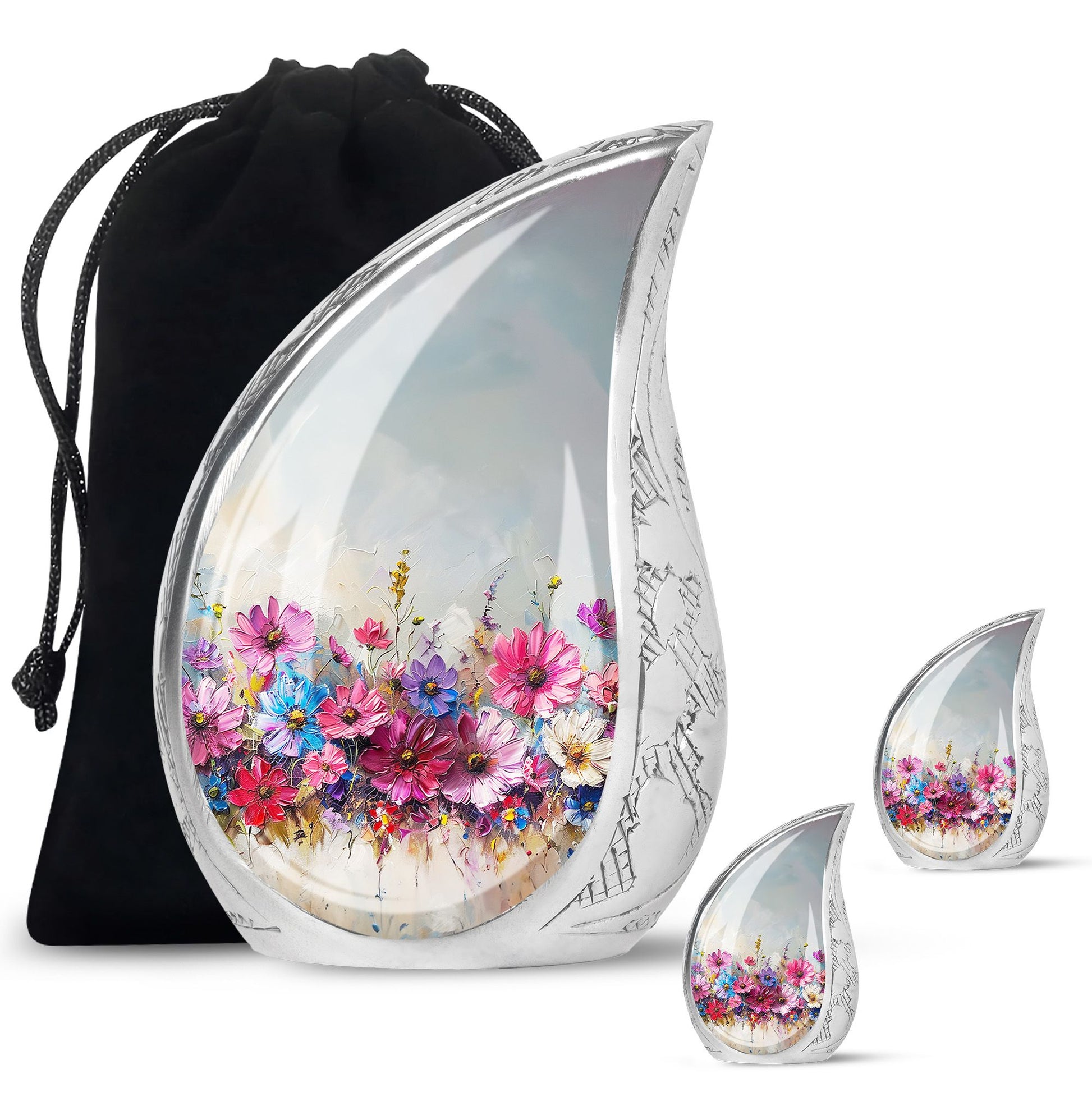 Teardrop Shaped  Large Urn With 2 Keepsake