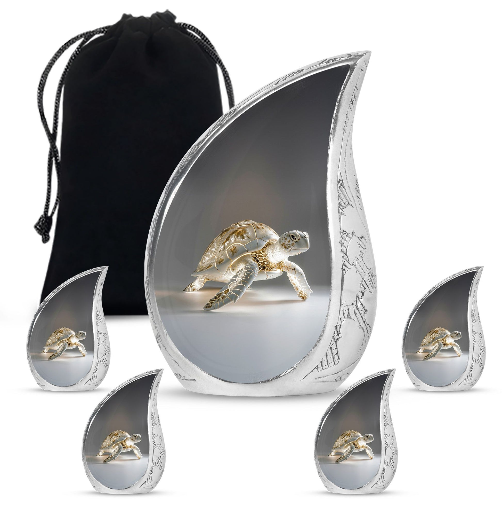 Teardrop Shaped  Large Urn With 4 Keepsake