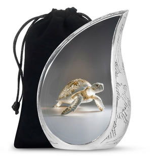 Teardrop Shaped Turtle Urn Large Urn 10 Inch