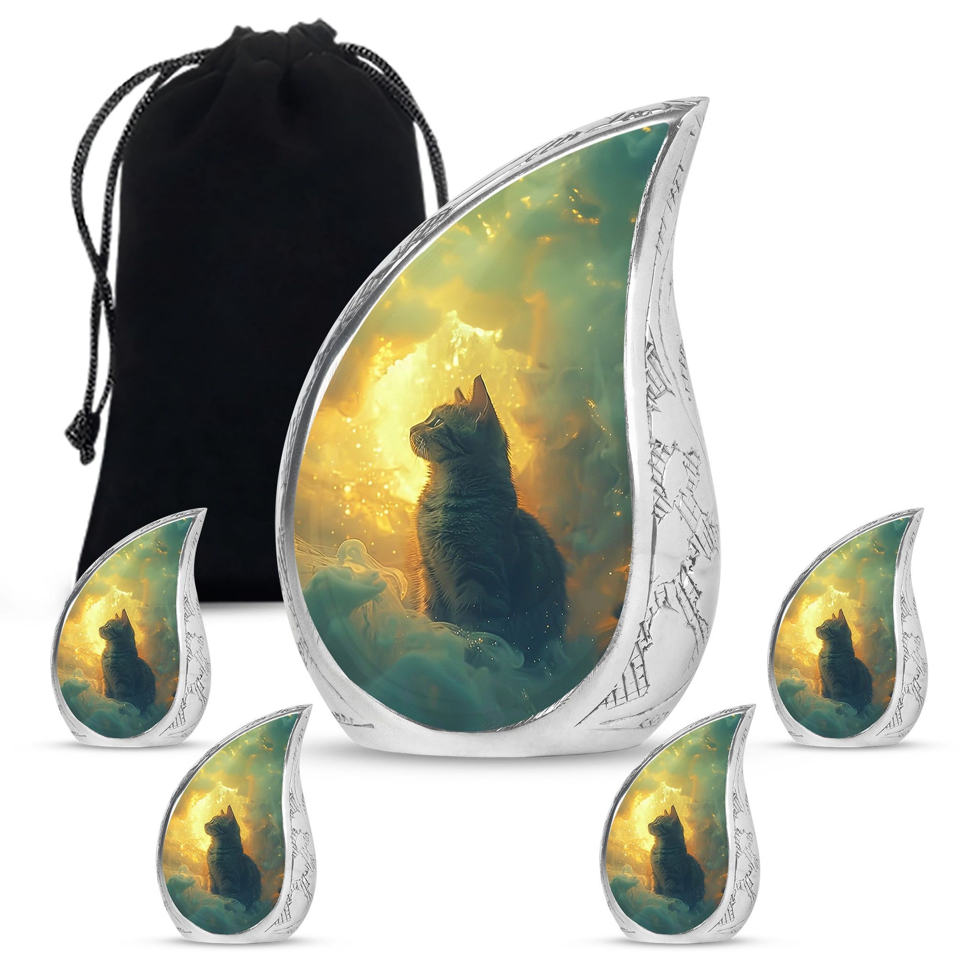 Teardrop Shaped  Large Urn With 4 Keepsake