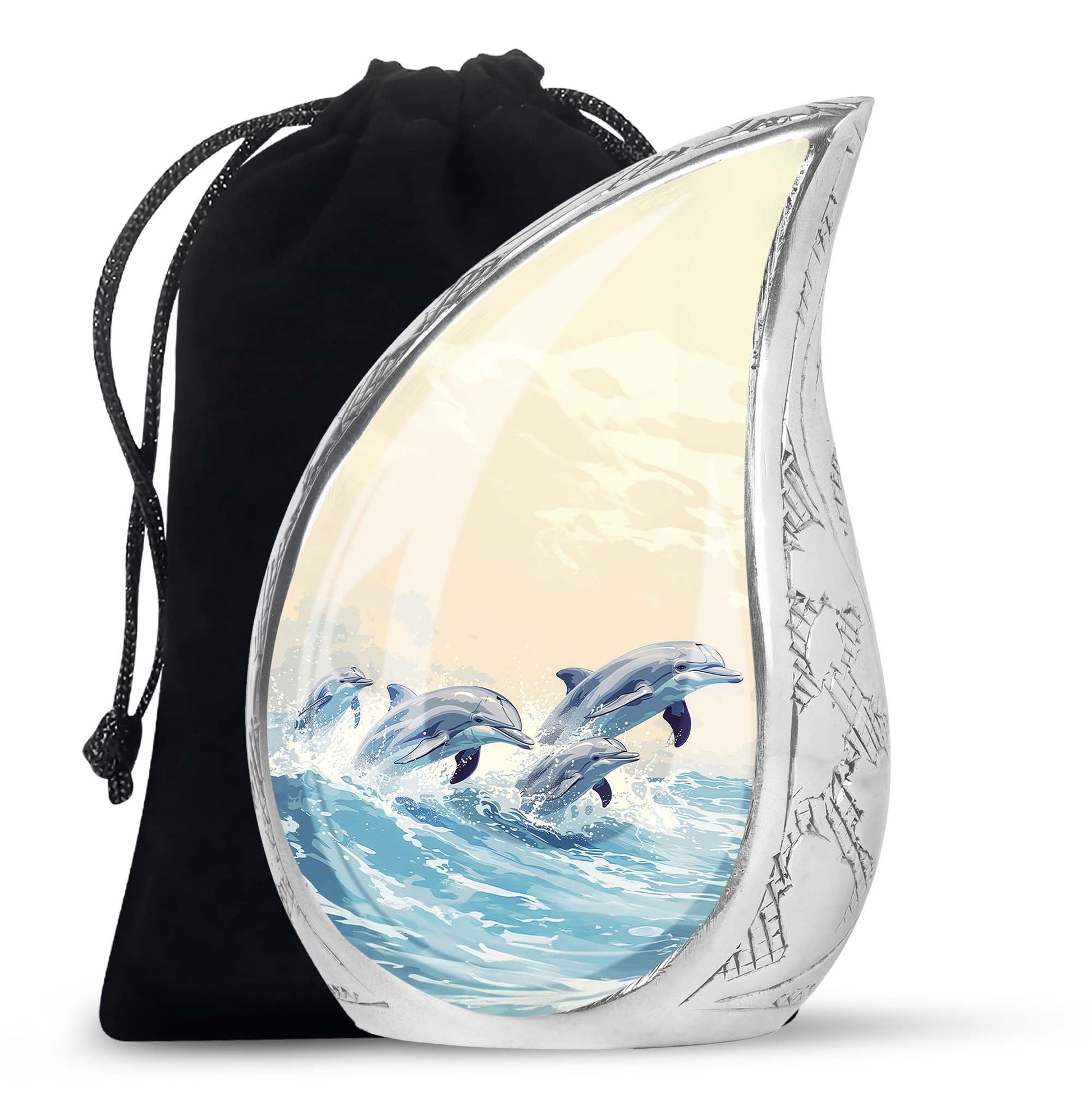 Teardrop Shaped Dolphin Urn Large Urn 10 Inch
