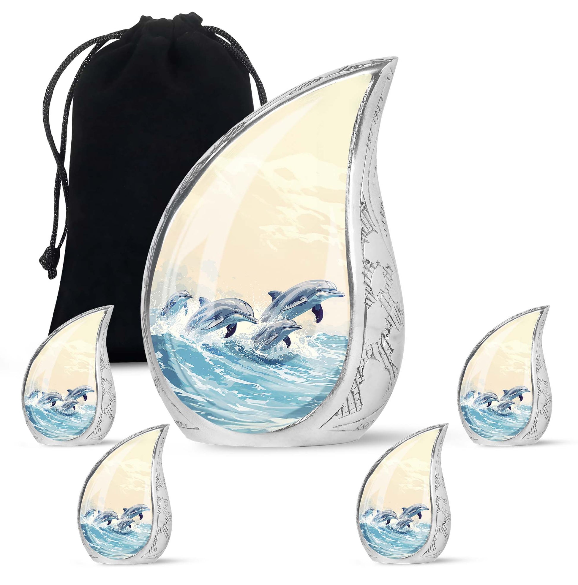 Teardrop Shaped  Large Urn With 4 Keepsake