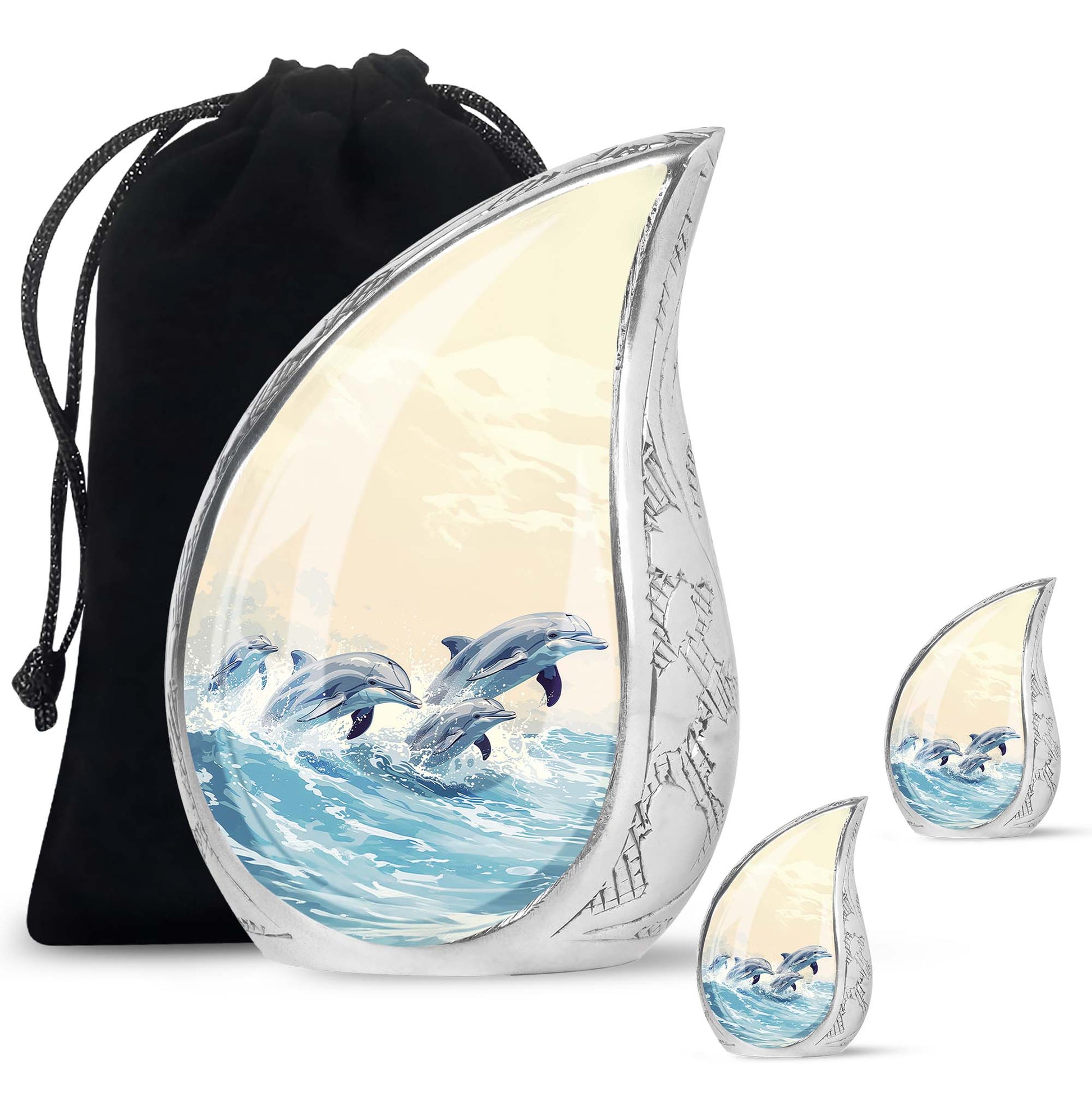 Teardrop Shaped  Large Urn With 2 Keepsake
