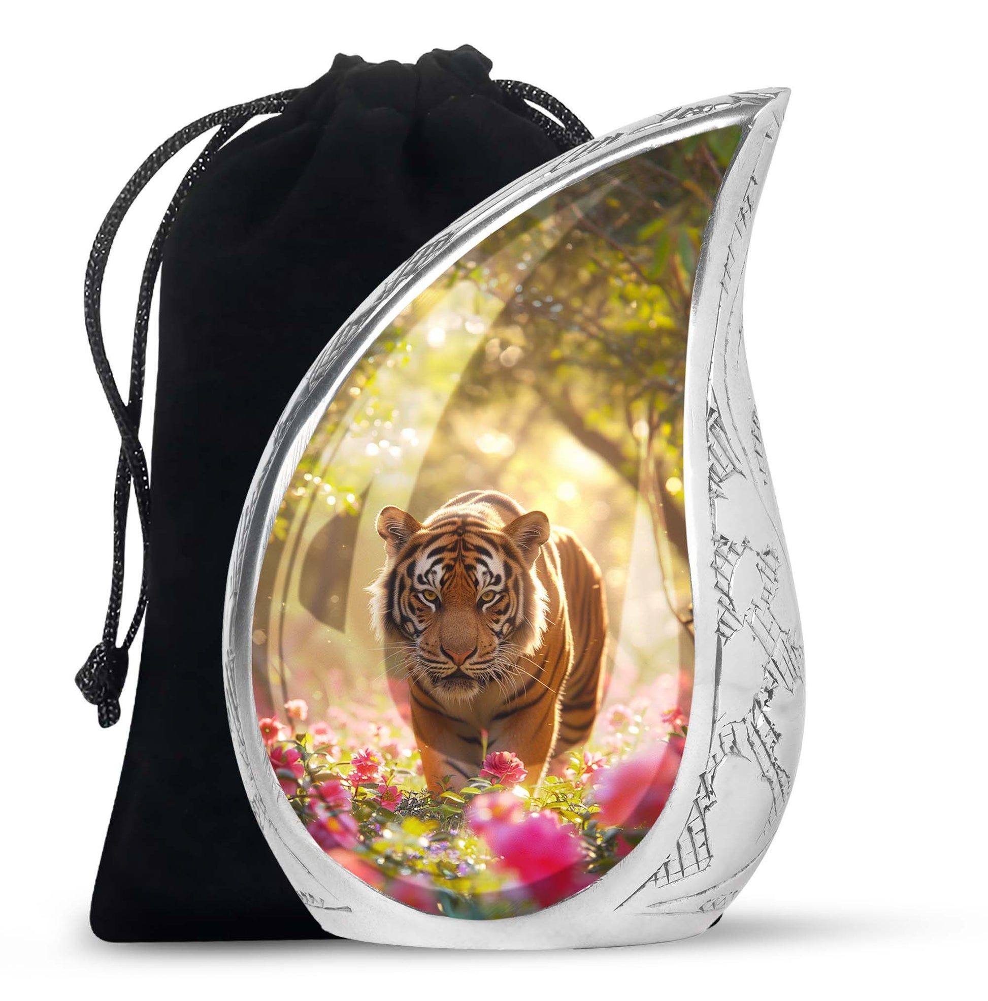 Teardrop Shaped Tiger Urn Large Urn 10 Inch