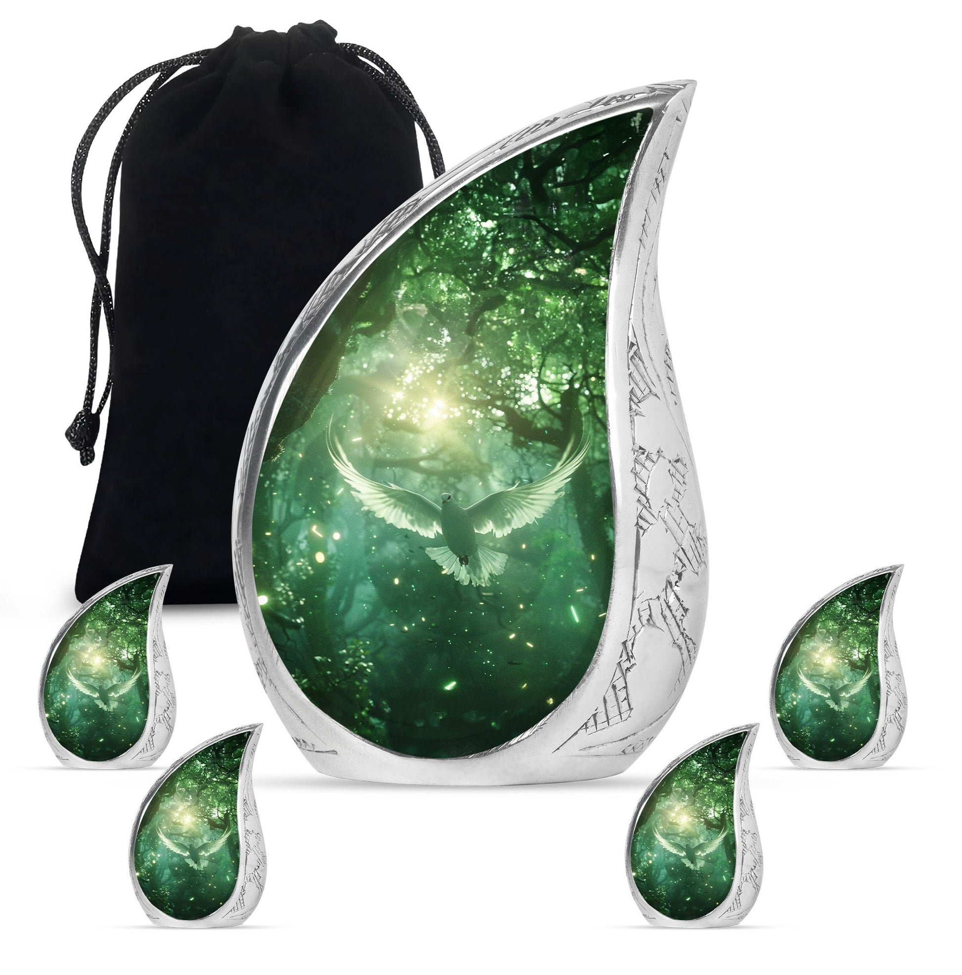 Teardrop Shaped  Large Urn With 4 Keepsake
