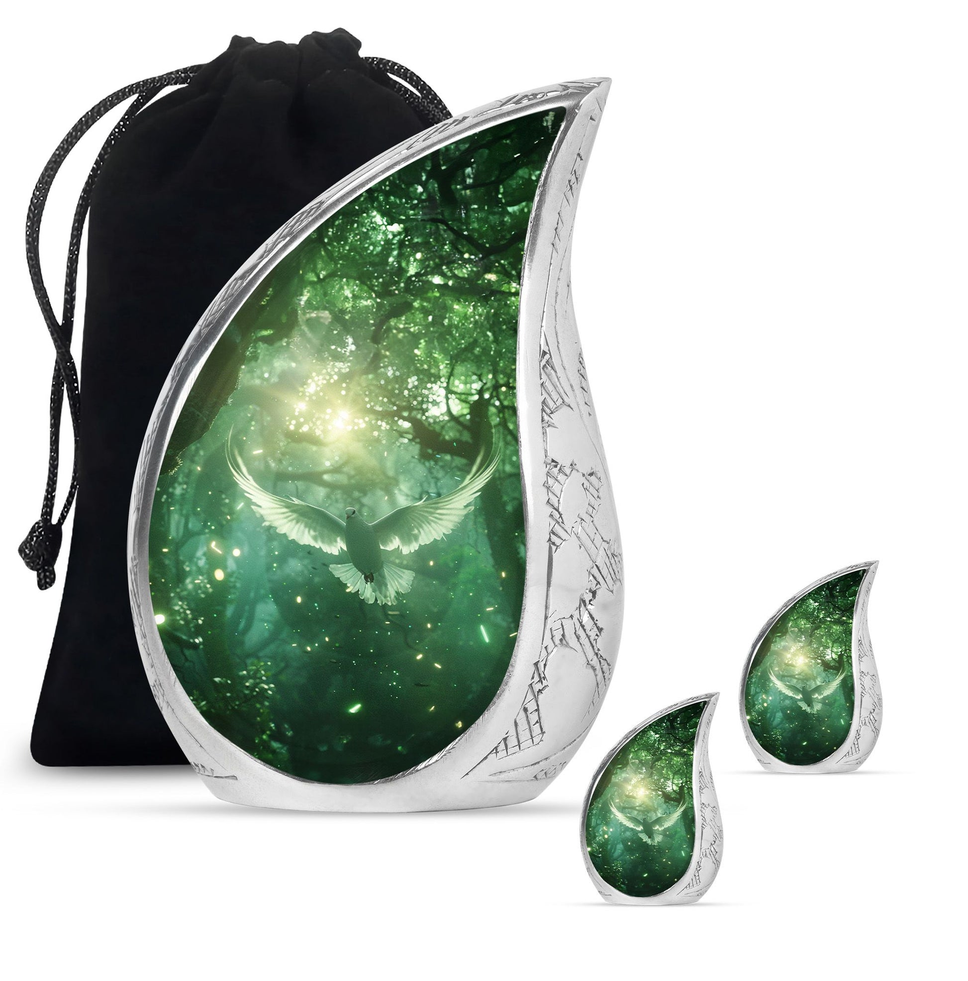 Teardrop Shaped  Large Urn With 2 Keepsake