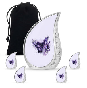 Purple Butterfly Urns For Mom Funeral, Ashes Cremation Urn