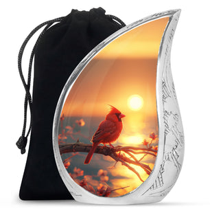 Cardinal Bird Adult Cremation Urn Large Funeral, Ashes Urn For Ashes