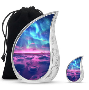 Aurora Borealis Keepsake For Ashes Funeral, Ashes Memorial Urn