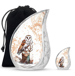 Barn Owl Urn For Human Ashes Women Funeral, Ashes Urn For Ashes
