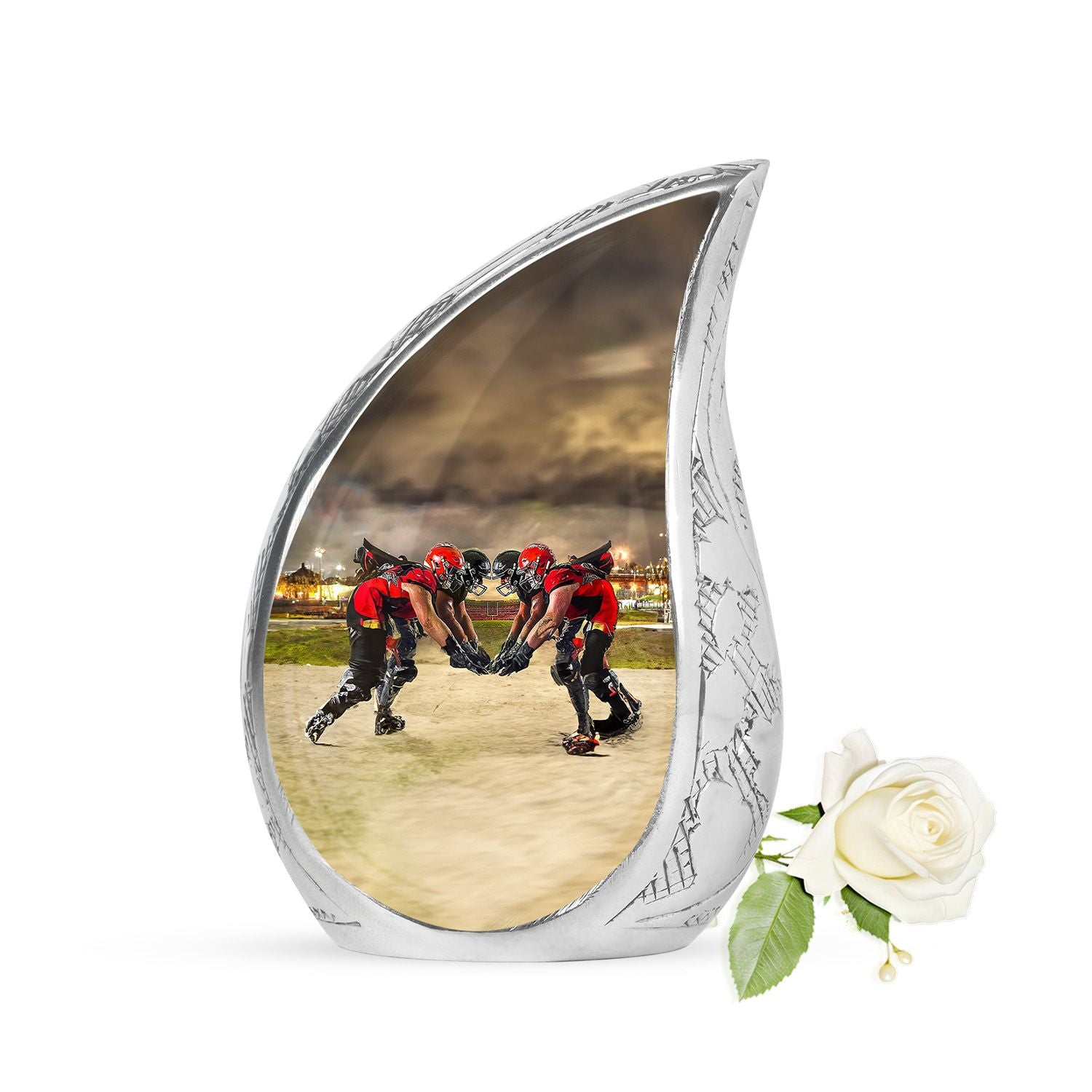 Football Small Urn For Ashes Teardrop, Heart Cremation Urn