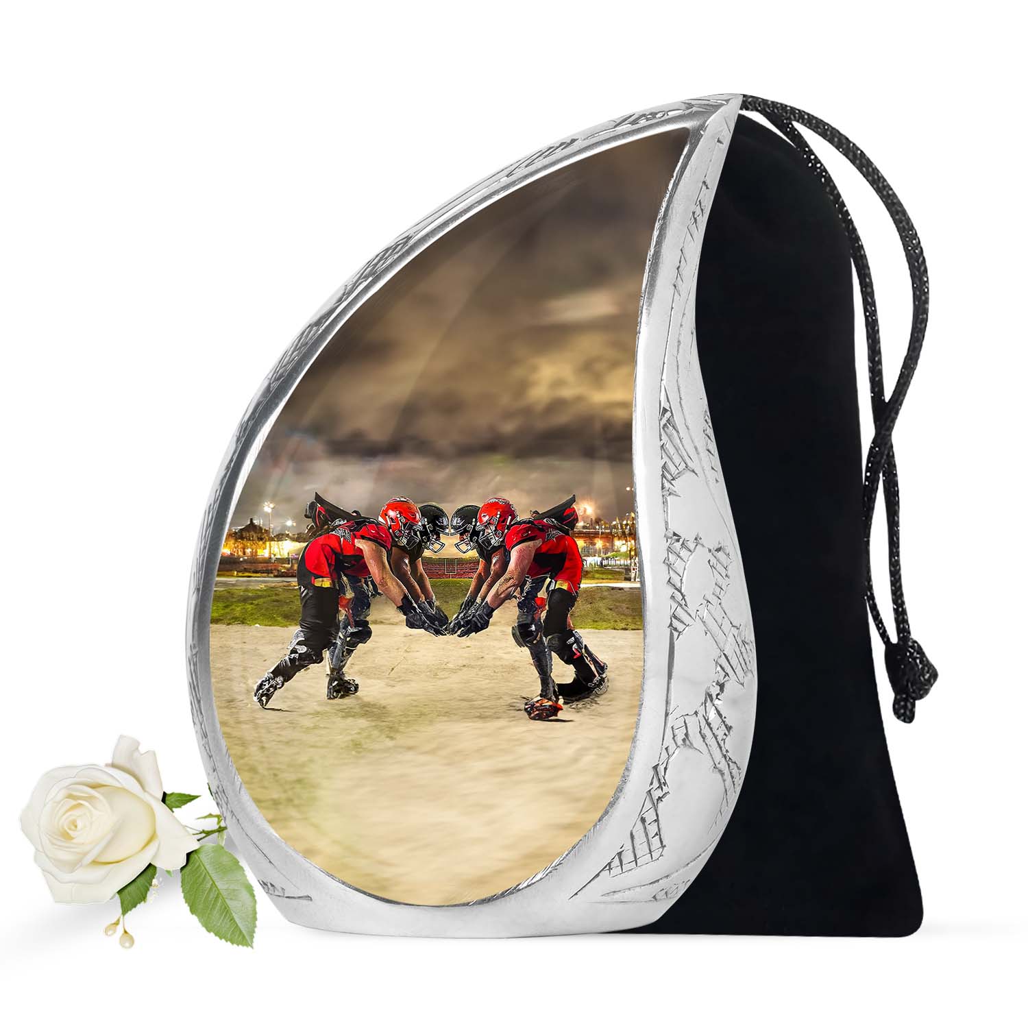Football Small Urn For Ashes Teardrop, Heart Cremation Urn