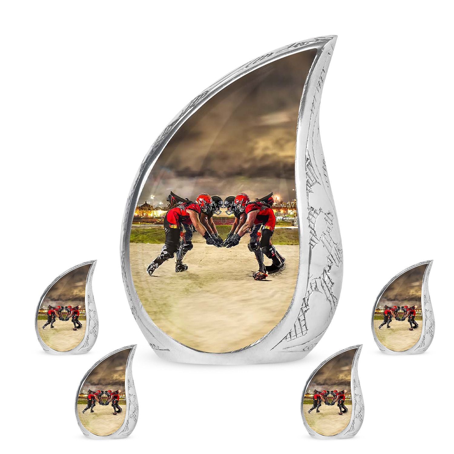 Football Small Urn For Ashes Teardrop, Heart Cremation Urn