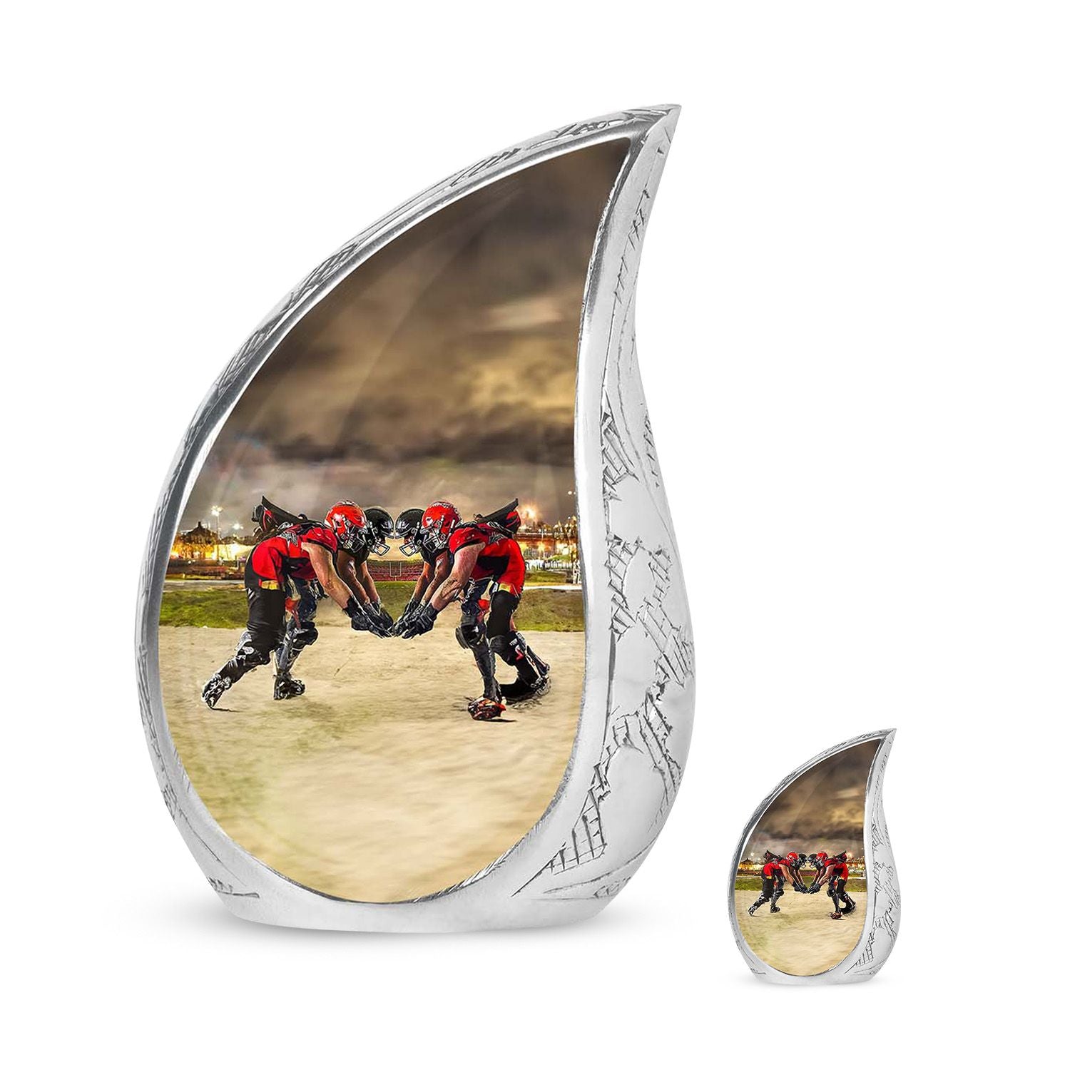 Football Small Urn For Ashes Teardrop, Heart Cremation Urn