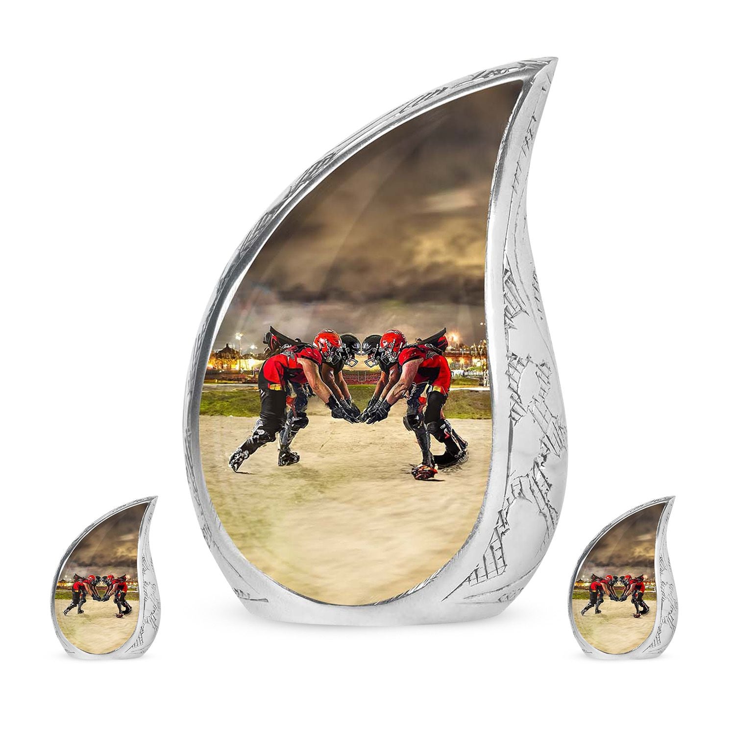 Football Small Urn For Ashes Teardrop, Heart Cremation Urn