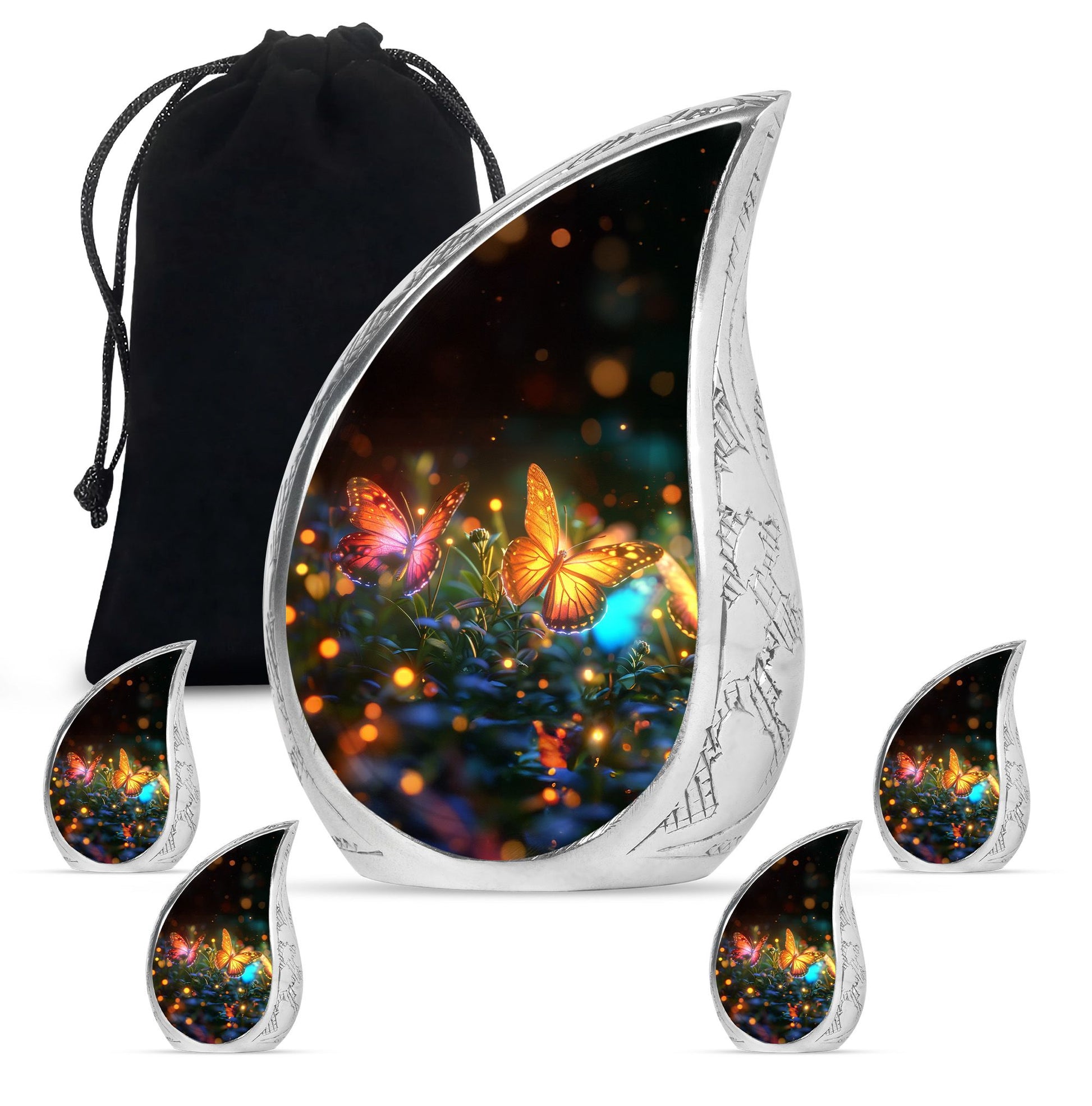 Teardrop Shaped  Large Urn With 4 Keepsake