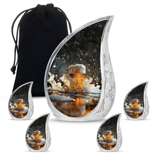 Teardrop Shaped  Large Urn With 4 Keepsake