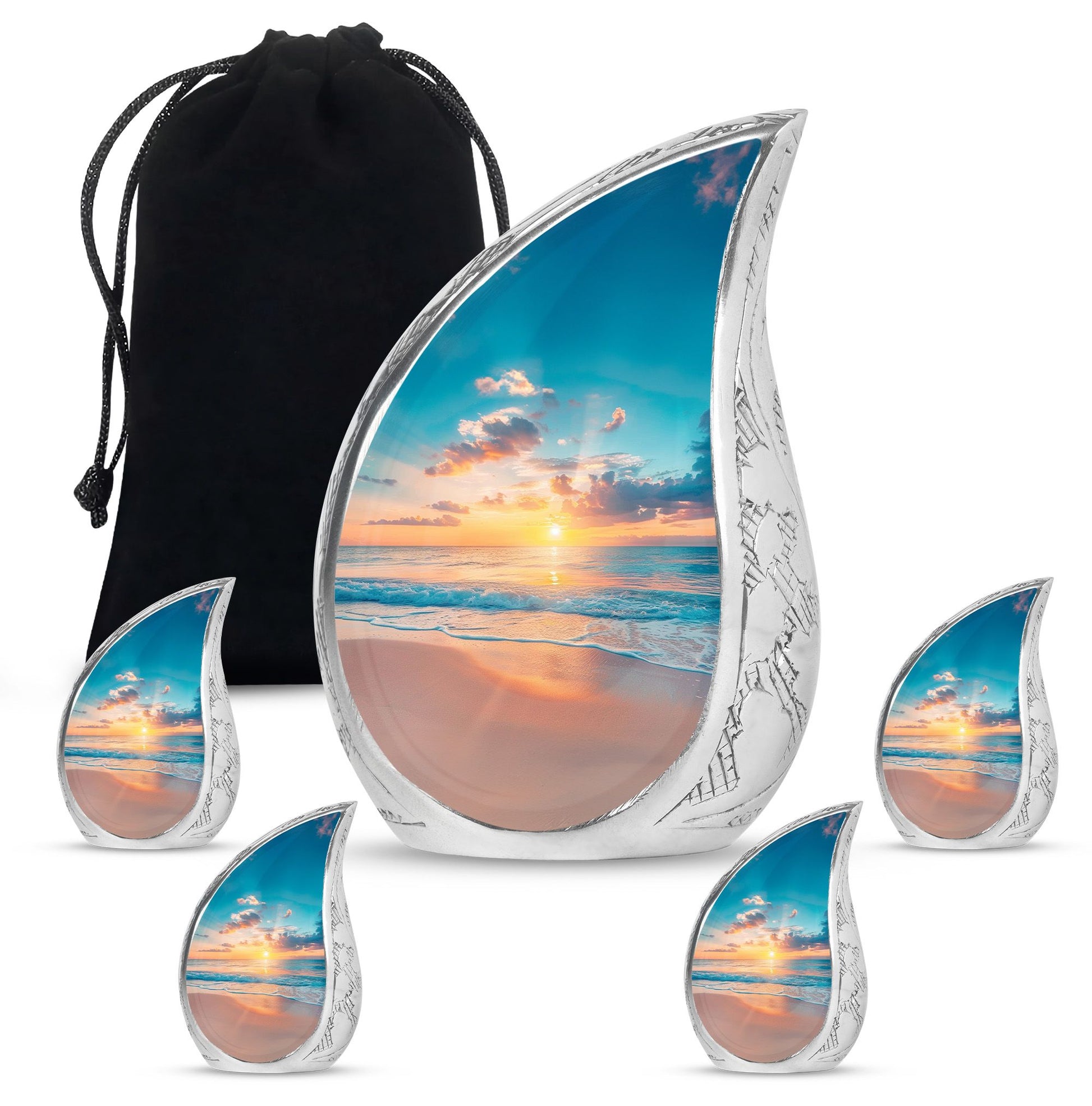Teardrop Shaped  Large Urn With 4 Keepsake
