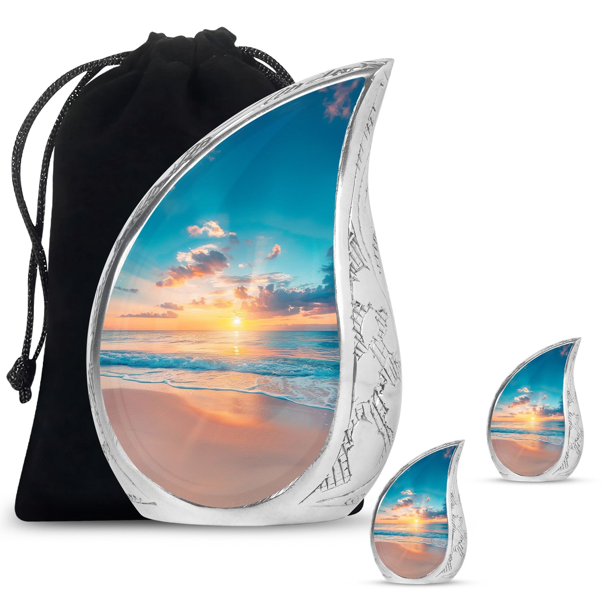 Teardrop Shaped  Large Urn With 2 Keepsake