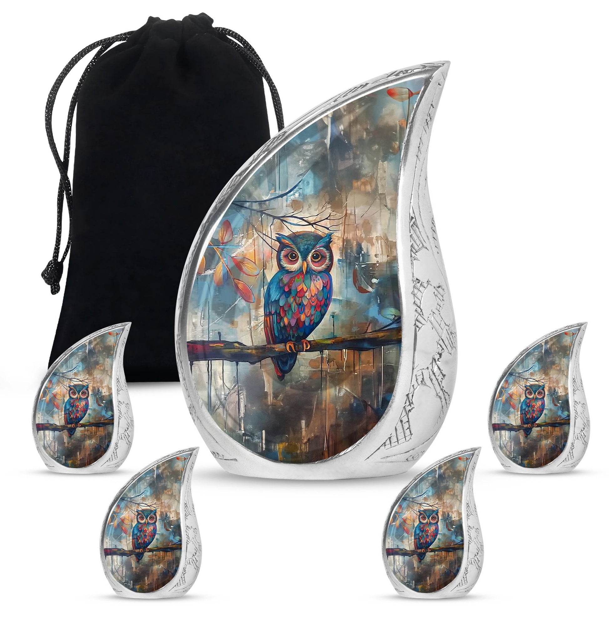 Teardrop Shaped  Large Urn With 4 Keepsake