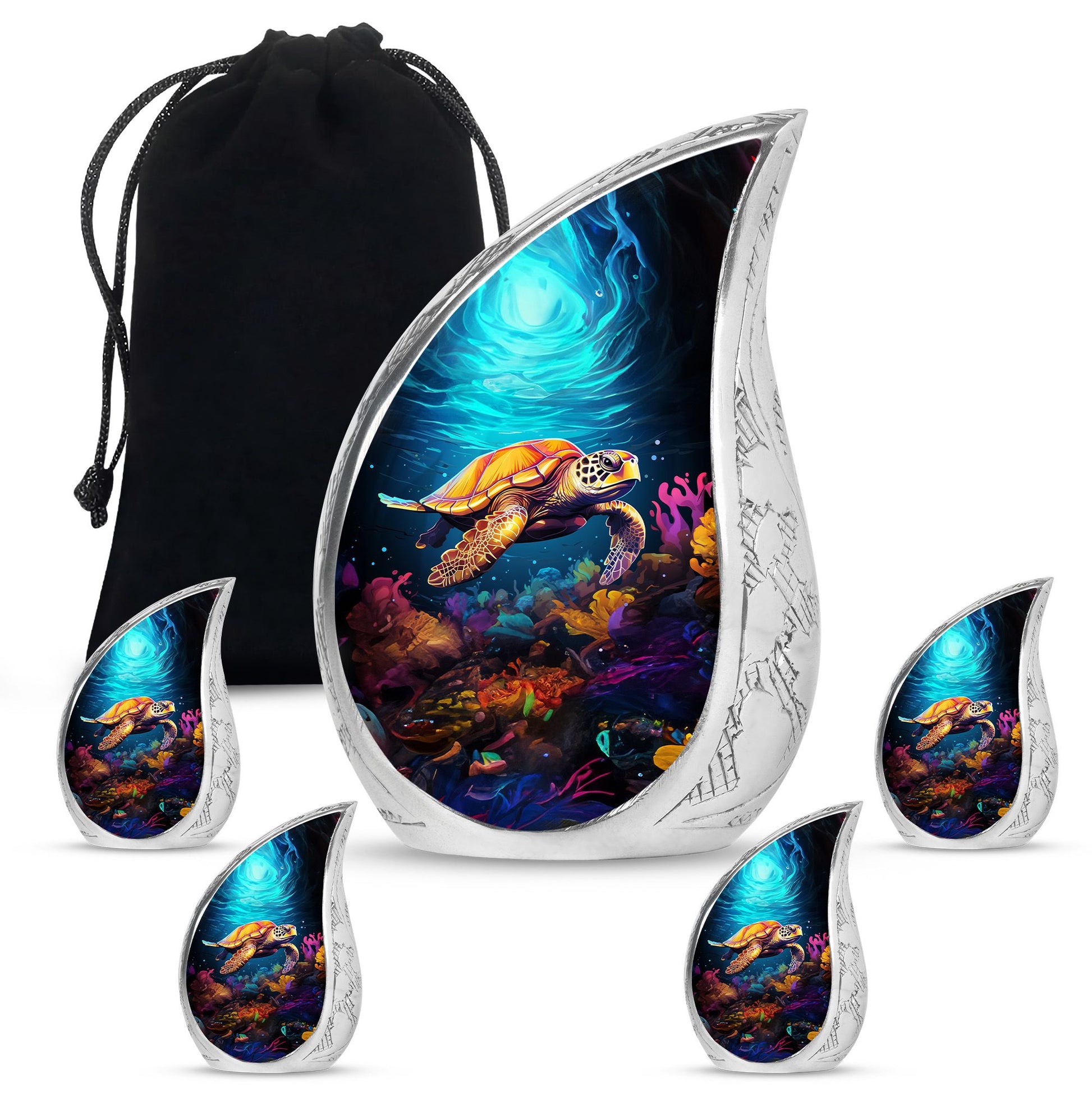 Teardrop Shaped  Large Urn With 4 Keepsake
