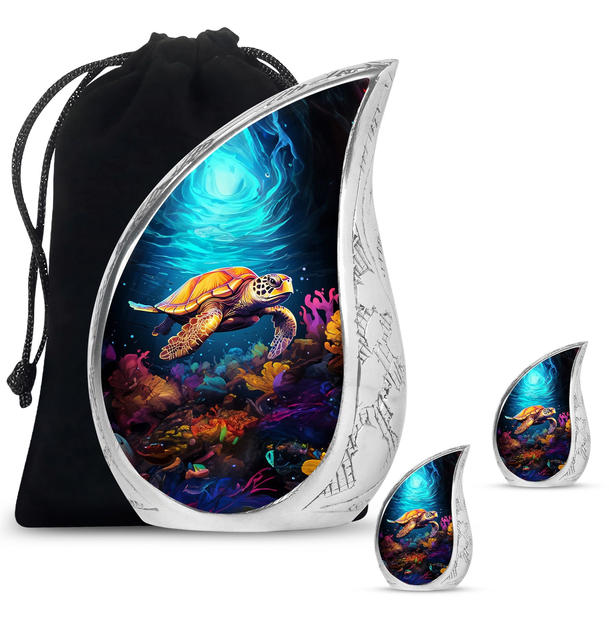 Teardrop Shaped  Large Urn With 2 Keepsake