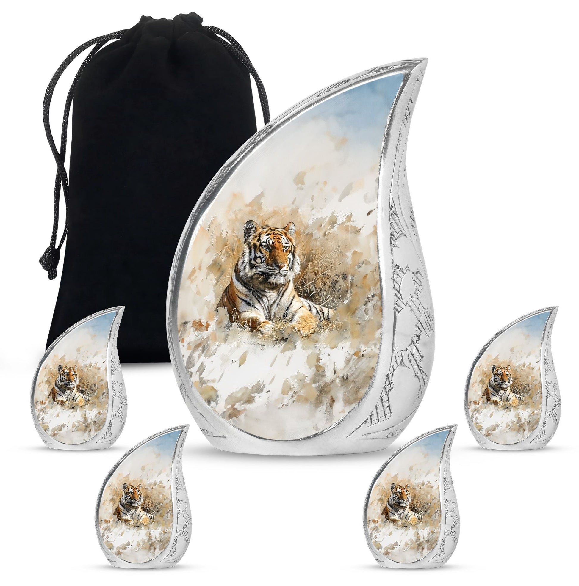Teardrop Shaped  Large Urn With 4 Keepsake