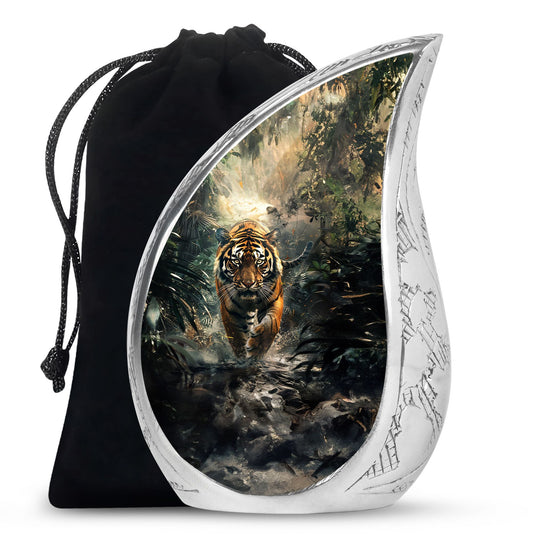 Teardrop Shaped Tiger Urn Large Urn 10 Inch