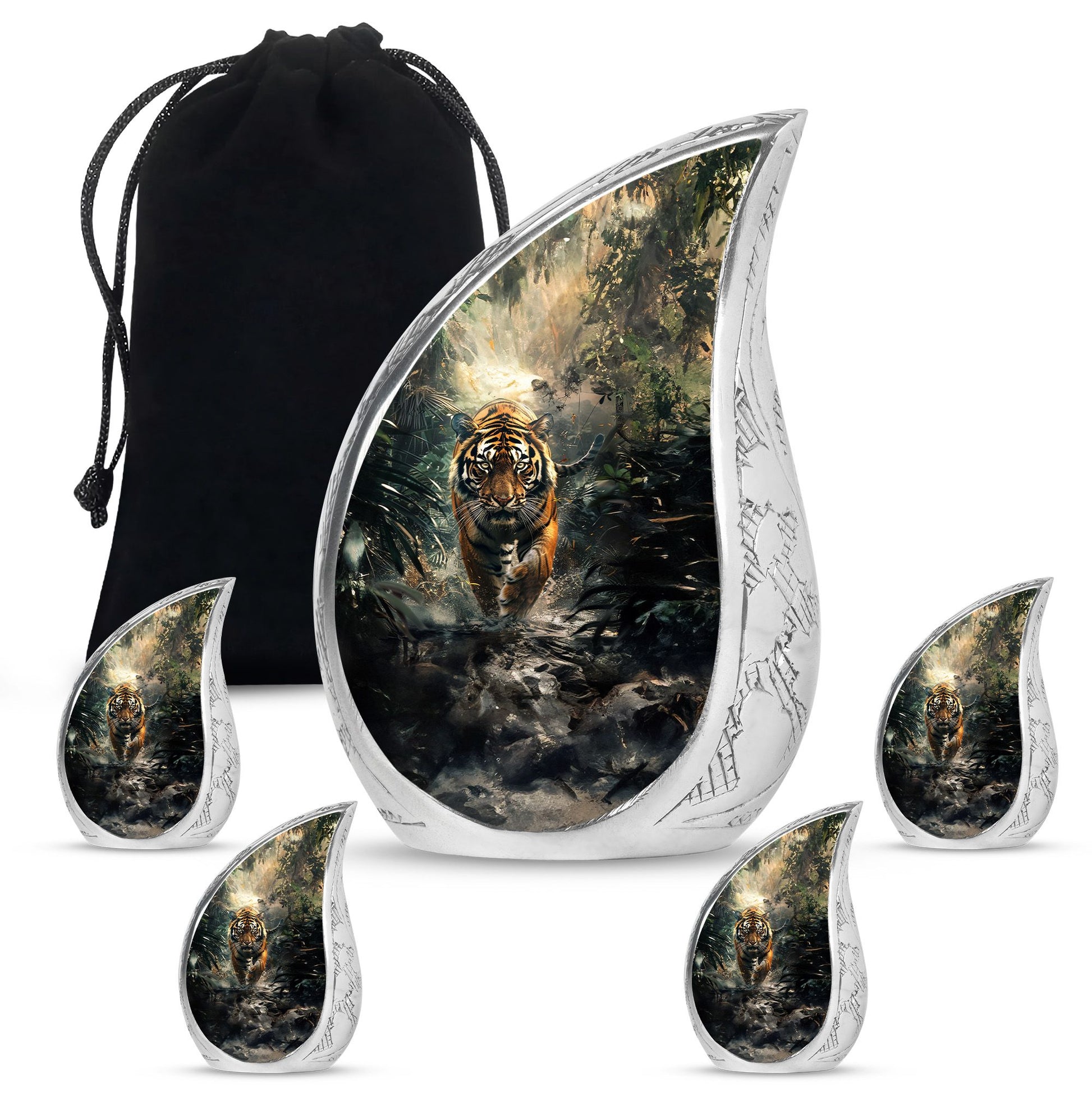Teardrop Shaped  Large Urn With 4 Keepsake