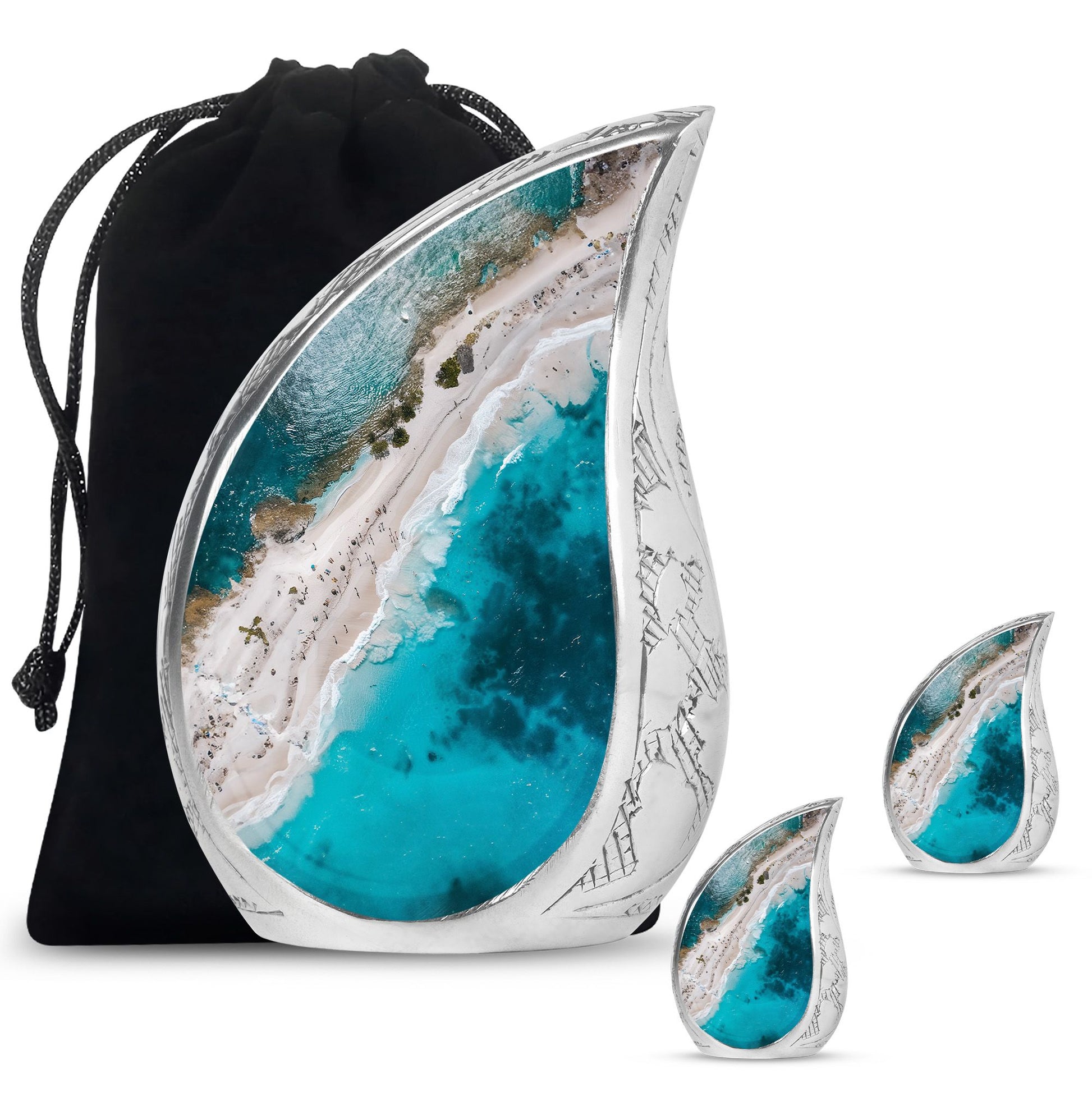 Teardrop Shaped  Large Urn With 2 Keepsake