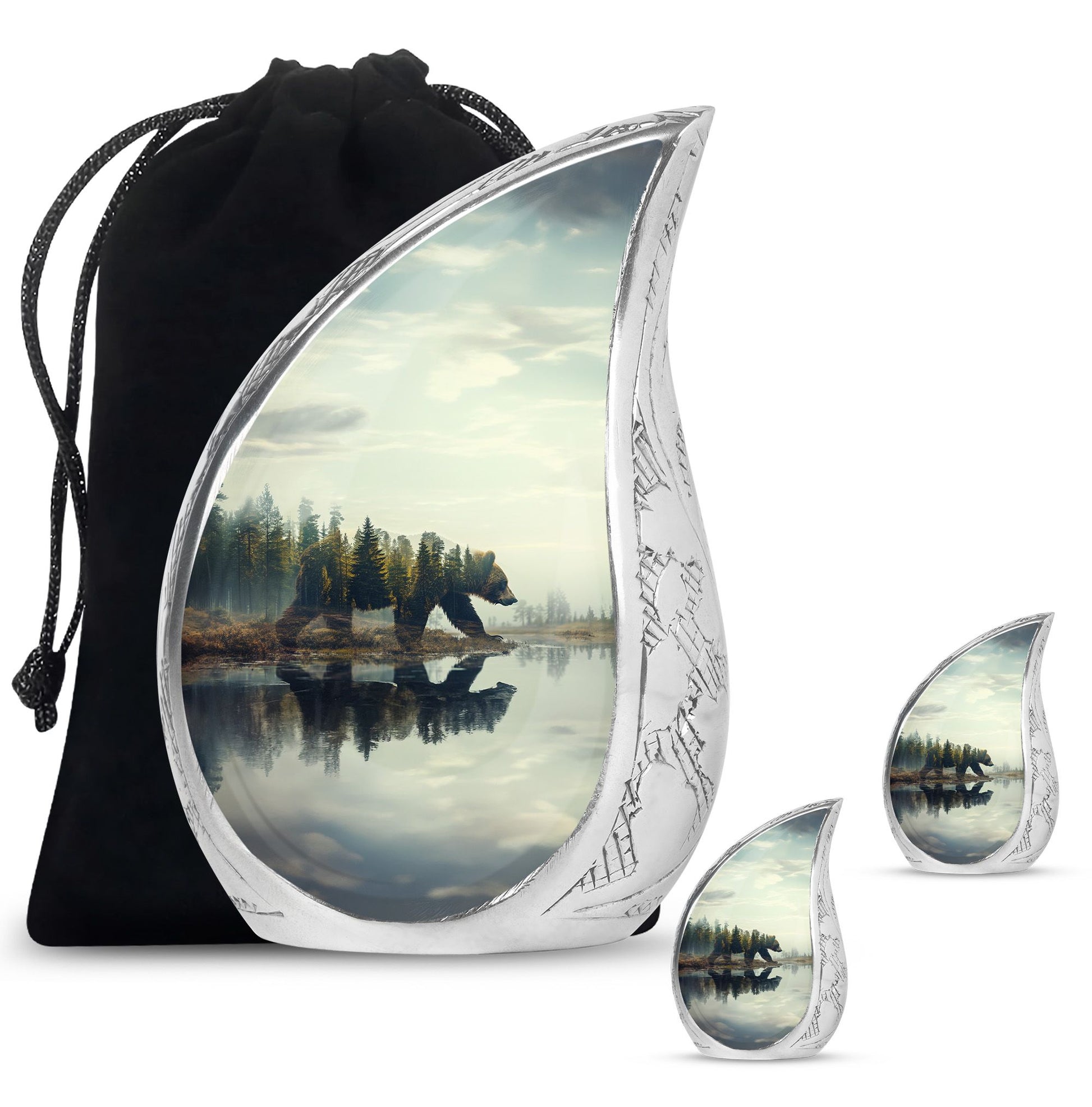 Teardrop Shaped  Large Urn With 2 Keepsake