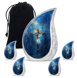 Jesus Theme Large Urn With 4 Keepsake Urn