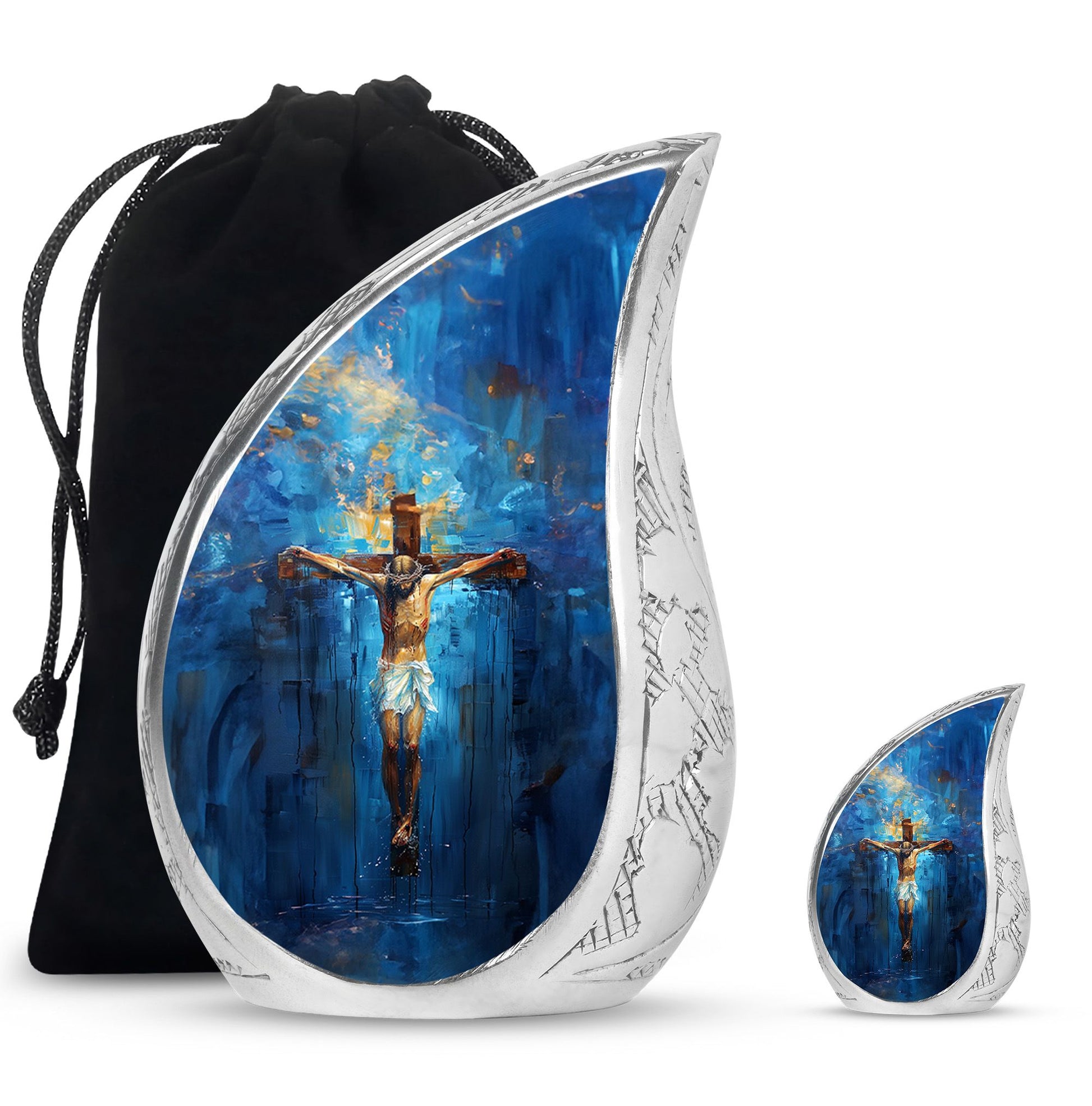 Jesus Theme Large Urn With 1 Keepsake Urn