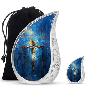 Jesus Theme Large Urn With 1 Keepsake Urn