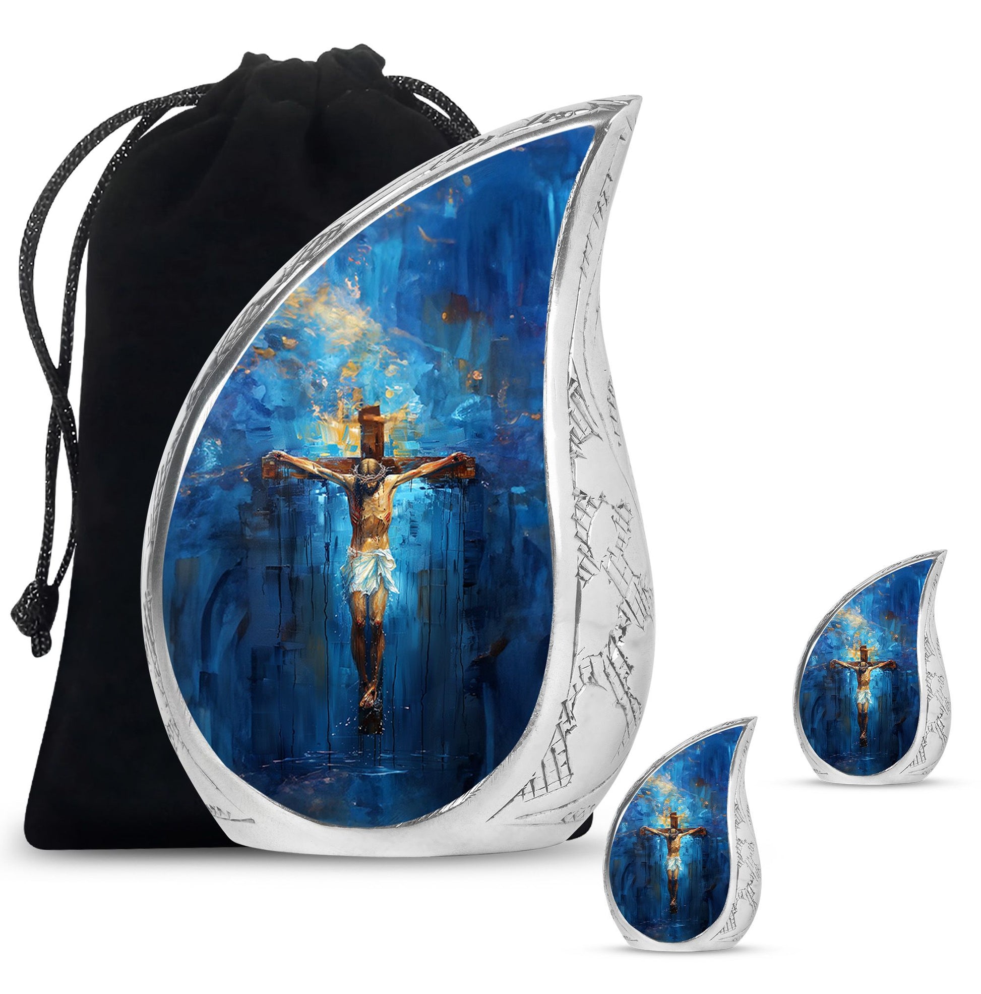Jesus Theme Large Urn With 2 Keepsake Urn
