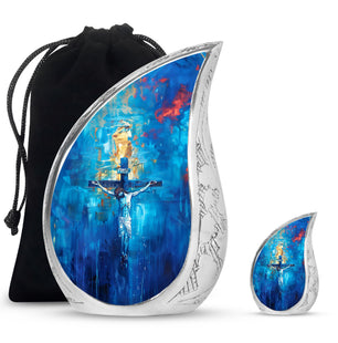 Jesus Theme Large Urn With 1 Keepsake Urn