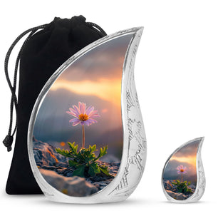 Flower Theme Large Urn With 1 Keepsake Urn