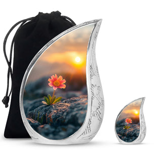 Flower Theme Large Urn With 1 Keepsake Urn
