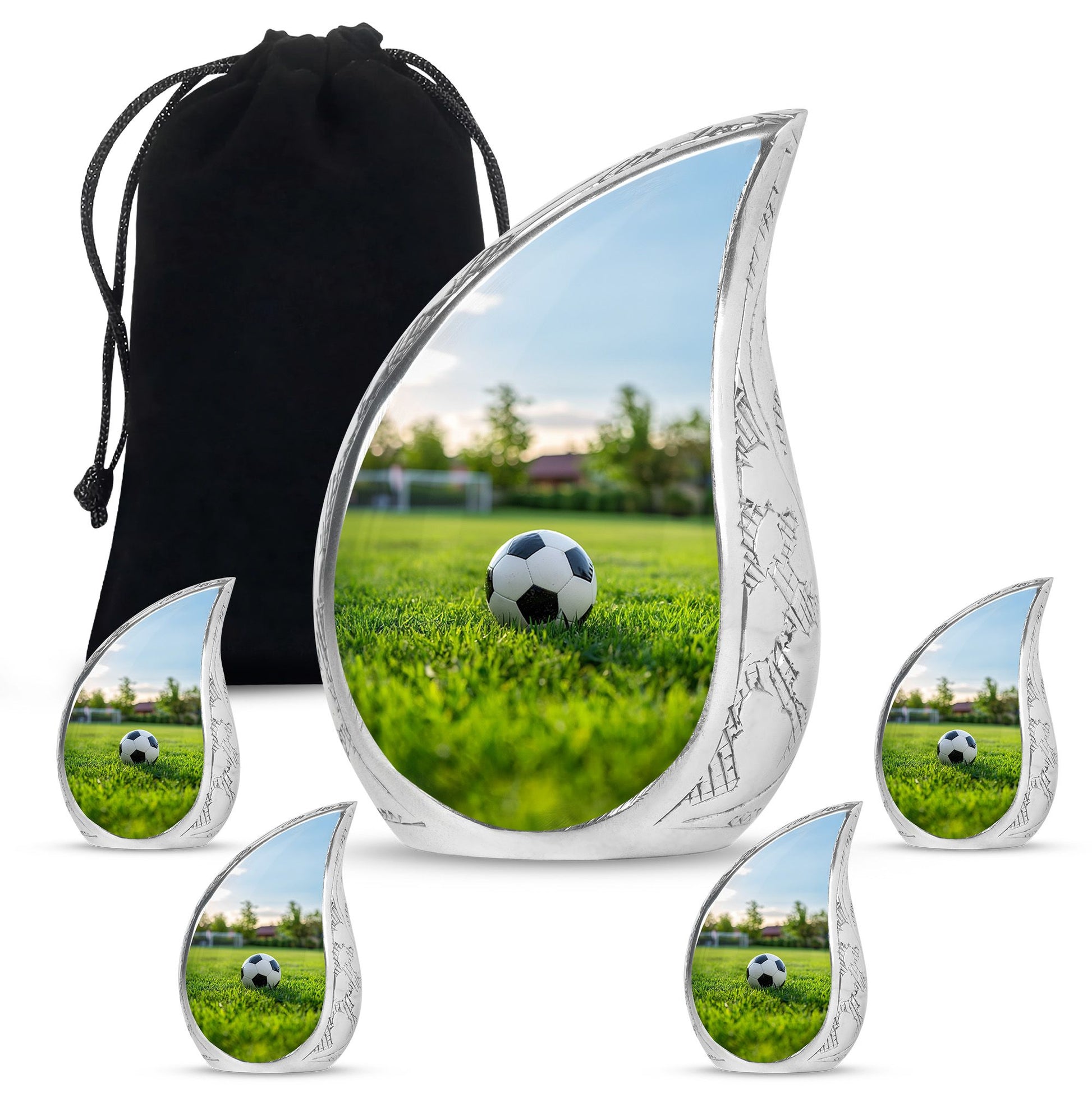 Foothball Theme Large Urn With 4 Keepsake Urn