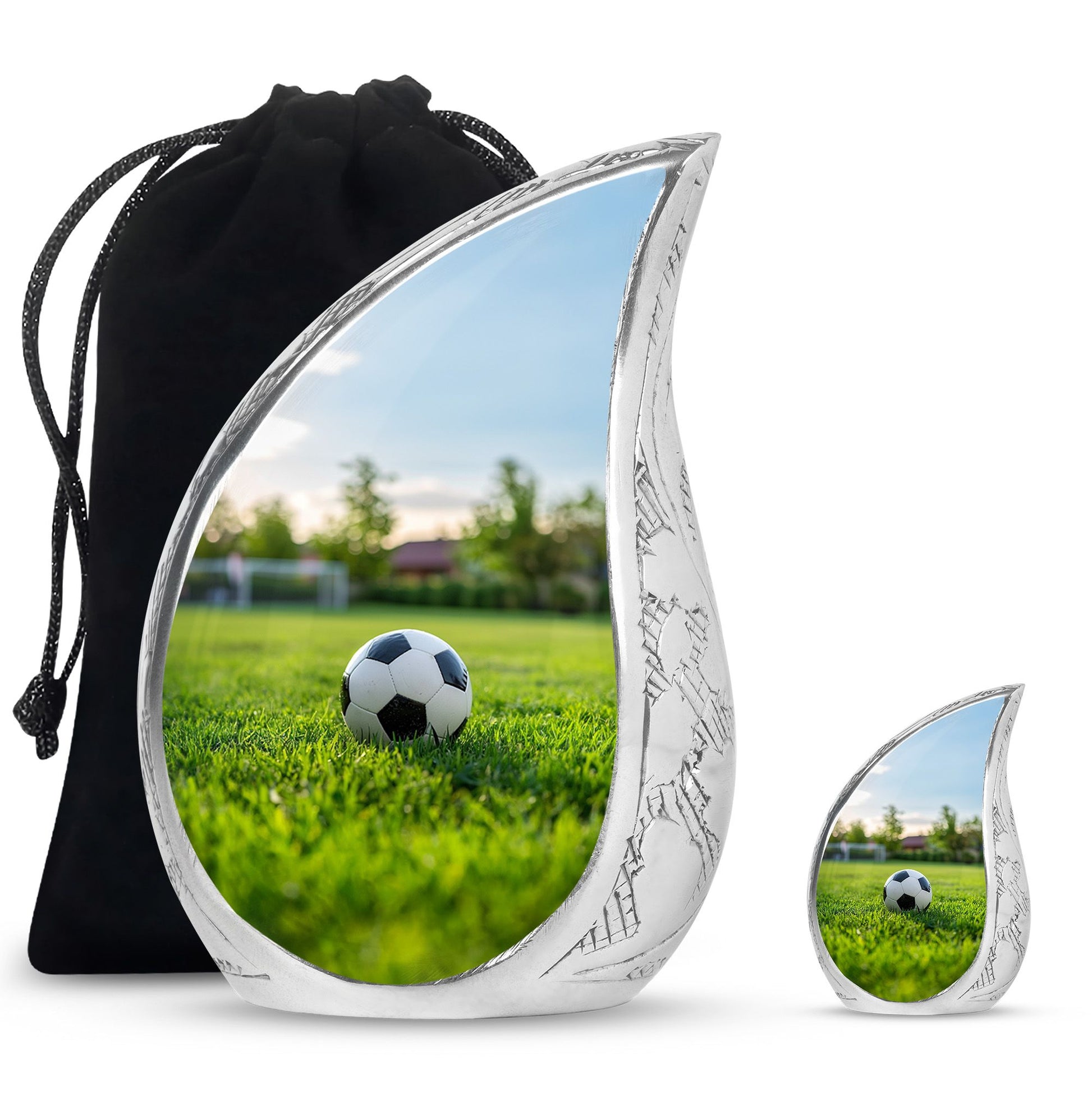 Foothball Theme Large Urn With 1 Keepsake Urn