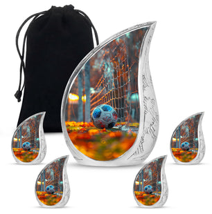 Foothball Theme Large Urn With 4 Keepsake Urn