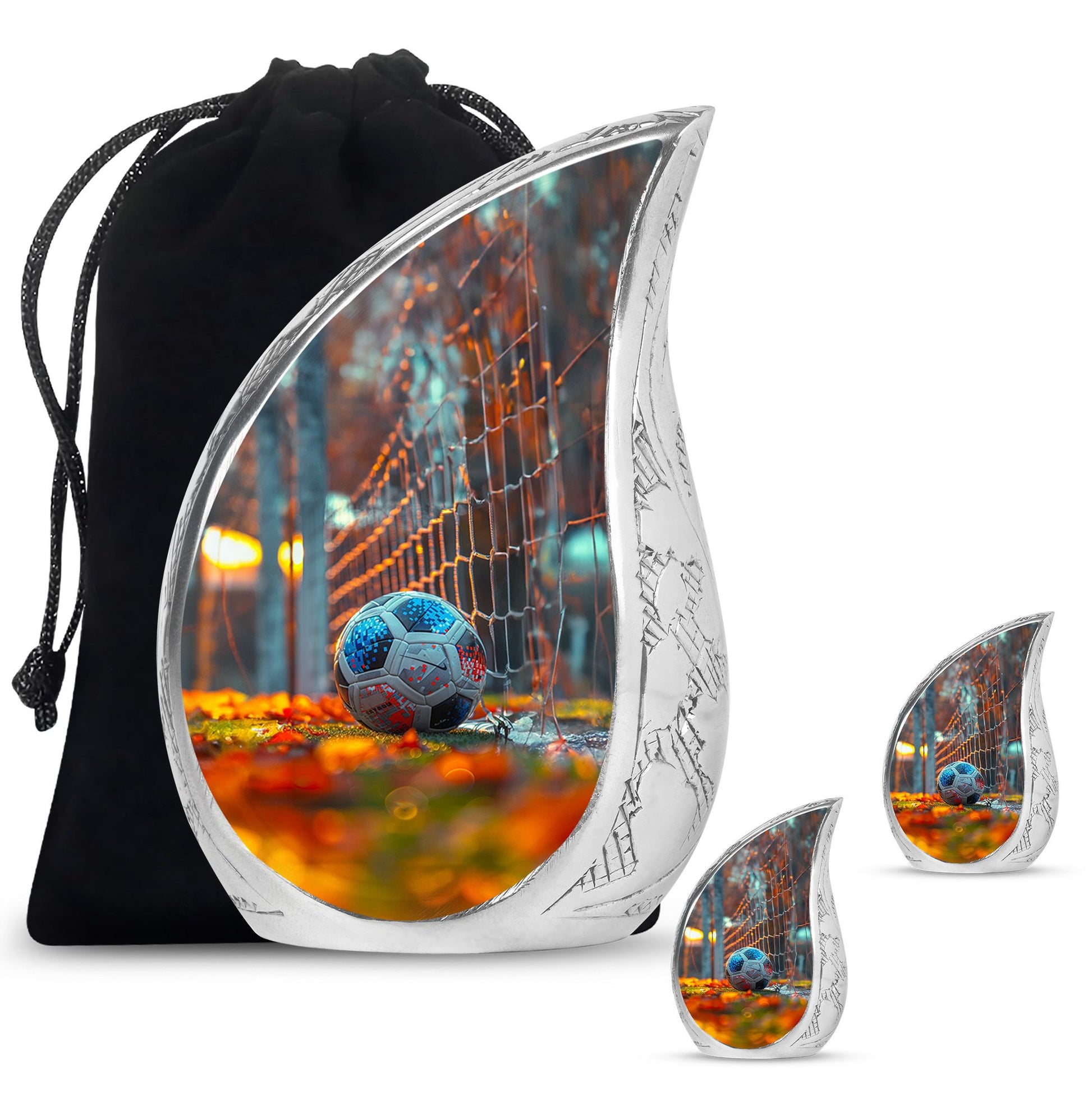 Foothball Theme Large Urn With 2 Keepsake Urn
